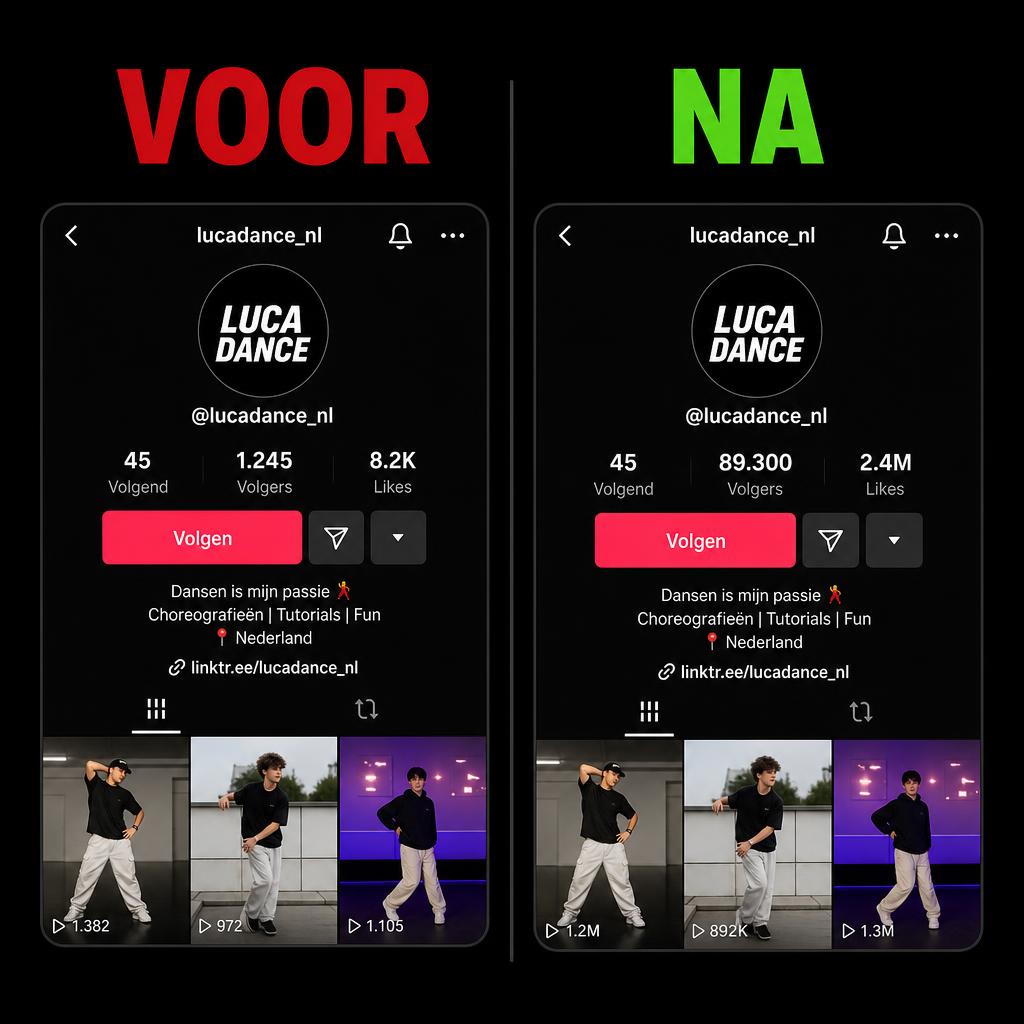 Voor en na TikTok dance: van 1.245 naar 89.300 volgers